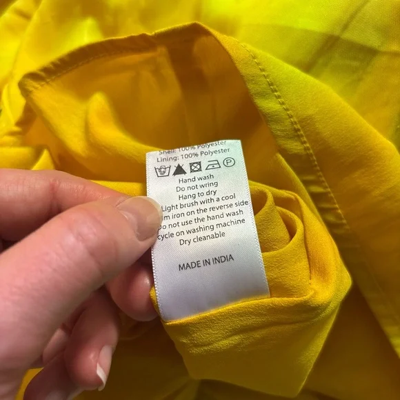 Anthropology Frock & Frill yellow velvet cold-shoulder dress w floral embroidery - Picture 2 of 15